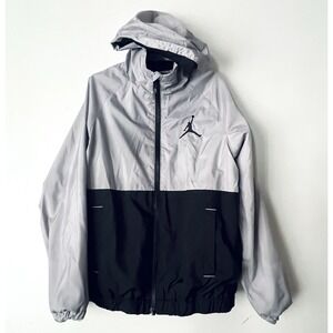Nike Air Jordan Jacket Kids Small Black Flight Windbreaker Mesh Lined Light